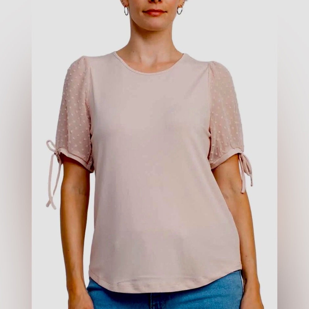 Adrianna Papell Textured Sleeves Crepe Top